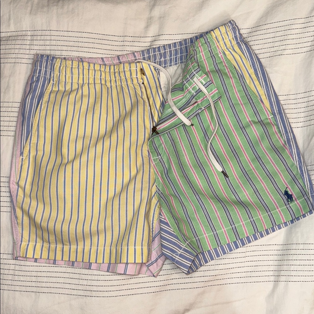 Ralph Lauren Multicolor Pastel Striped Men’s Shorts - Yellow, Green, Blue